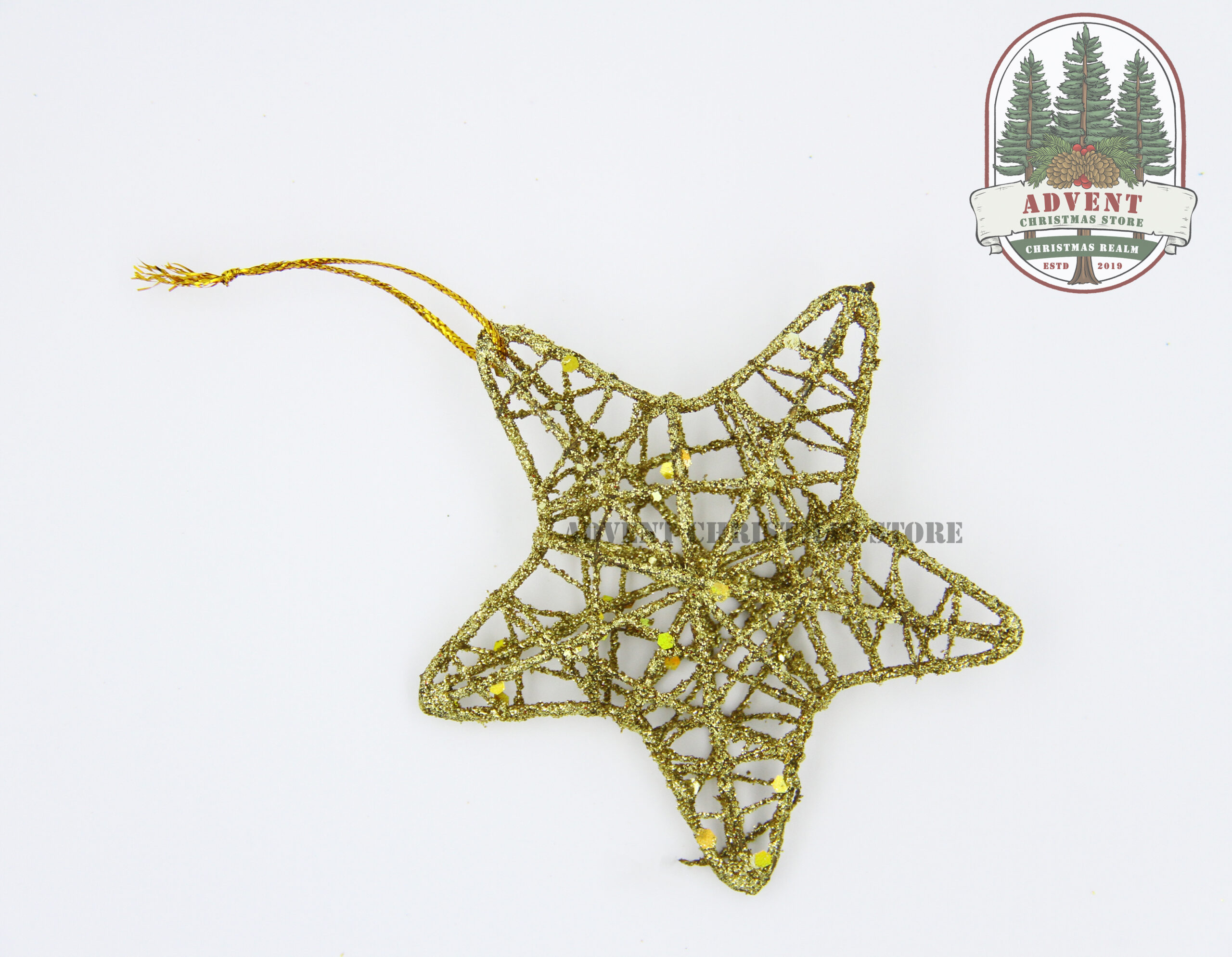Metal Hanging Stars with Glitters – 3D