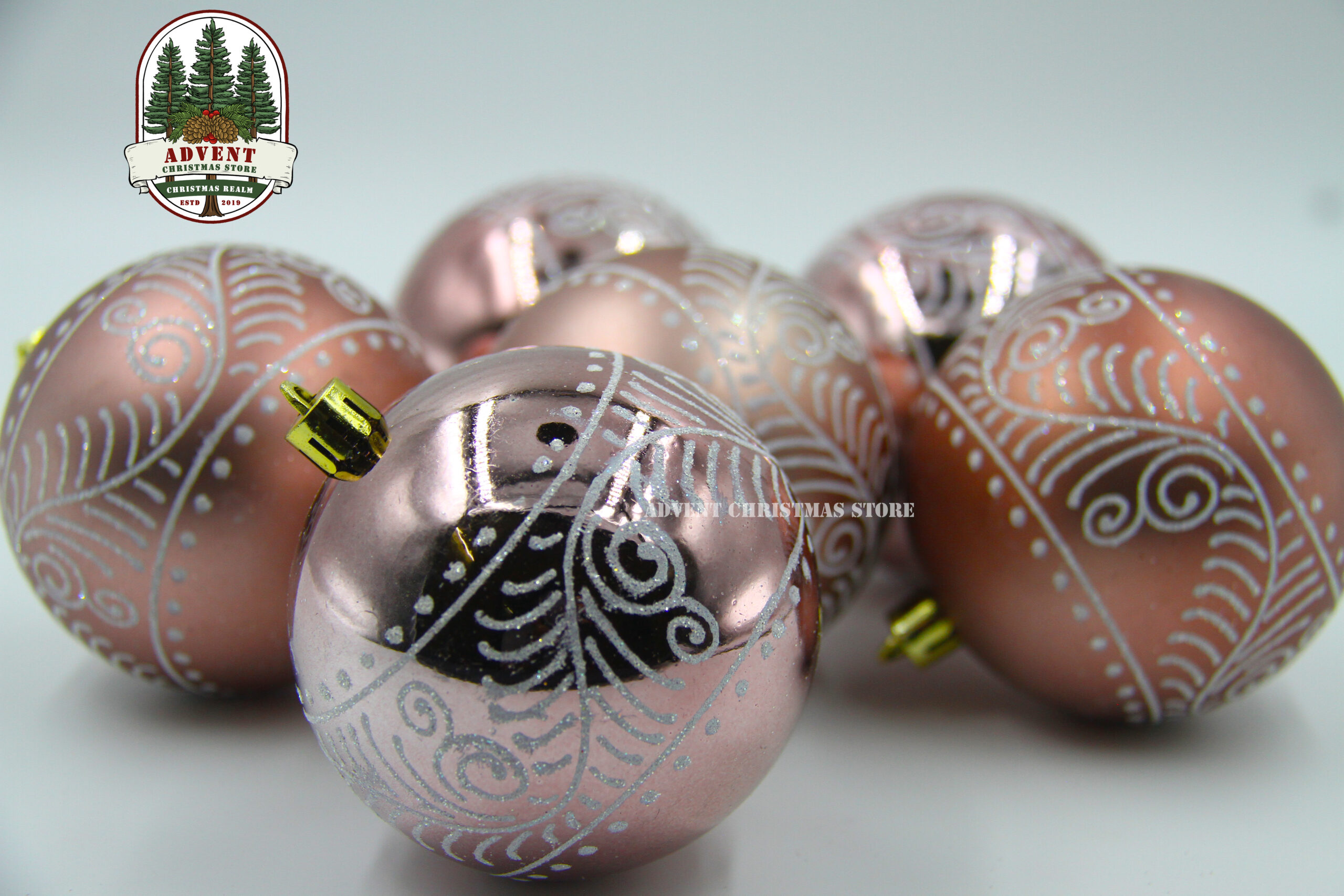 Rose Gold Painted Baubles