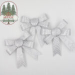 Glittery silver christmas bowknot-3pcs