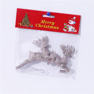 Rose gold Glittery reindeer christmas hanging ornament