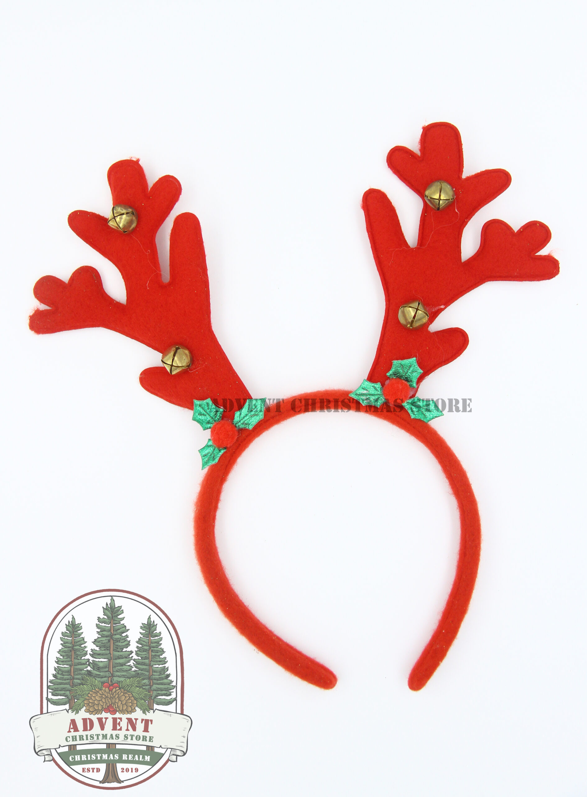 Red Christmas Reindeer Antlers with Jingle bells Headband