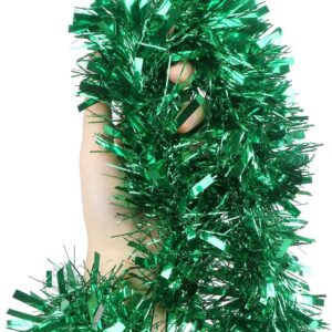 Green Tinsel Garland for Christmas Tree Decorations (6.5 FEET Long)
