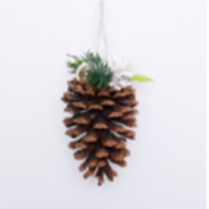 Single Natural colour pinecone with decorative pendant