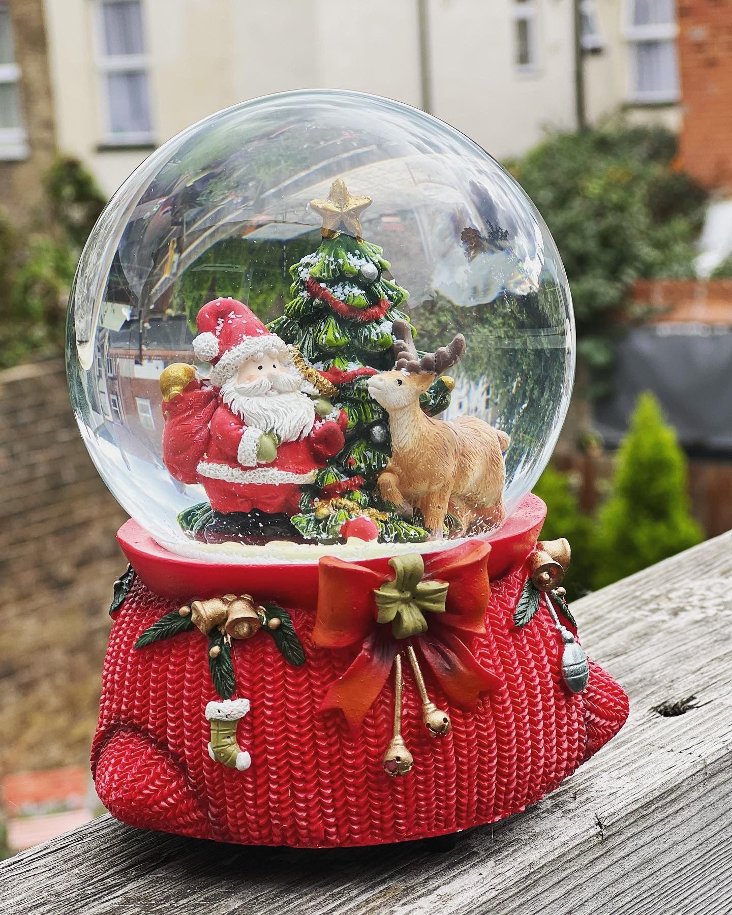 Ever- Charming Santa Reindeer Snow globe
