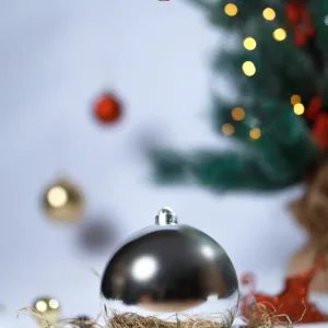 15CM JUMBO SILVER SHINY BAUBLE