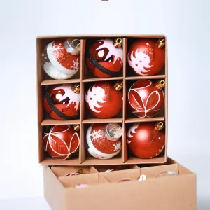 SANTA ASSORTED BAUBLES SET OF 9PCS