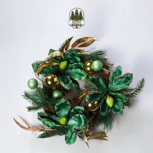 GREEN GOLD CHRISTMAS WREATH 42CM