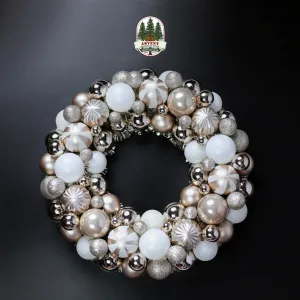 CHRISTMAS BALL WREATH GOLD & WHITE