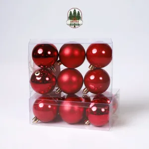 6CM RED CHRISTMAS BAUBLES [ PACK OF 6]