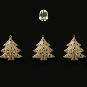GLITTERY IRON CHRISTMAS TREE DECORATION- [PACK OF 3]