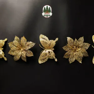 GLITTERY FLOWER & BUTTERFLY CHRISTMAS DECORATION