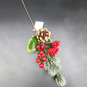 35CM CHRISTMAS BRANCH WITH BERRIES & PINECONES