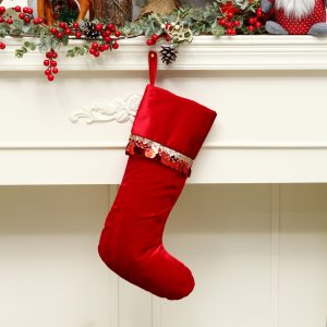 RED VELVET CHRISTMAS STOCKING - 50CM