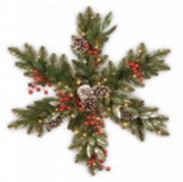 PRE-LIT FROSTED PINE BERRY SNOWFLAKE
