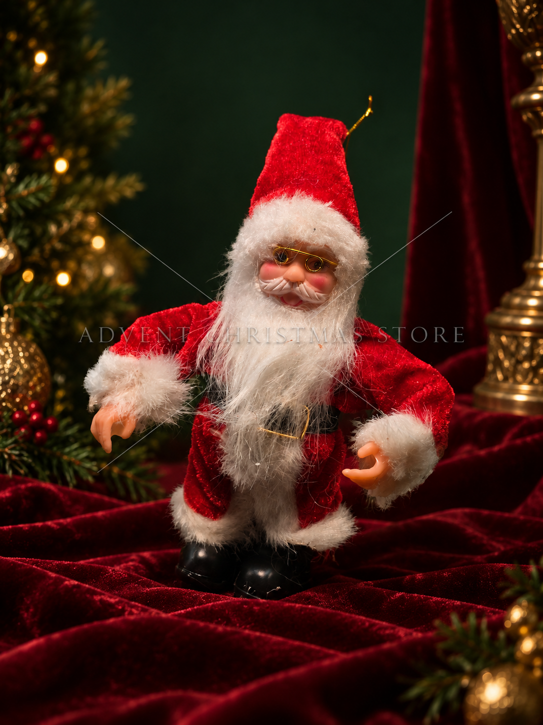Luxury Christmas Santa Editorial Portrait Standing Santa Claus Christmas figurine