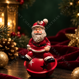 Metal Christmas Bell with Sitting Santa
